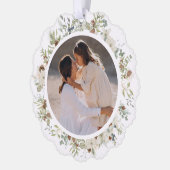 植物性ユーカリ緑カスタムのクリスマス オーナメントカード (左)