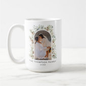 植物性ユーカリ緑カスタムのクリスマス コーヒーマグカップ (左)