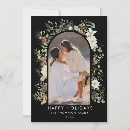 植物性ユーカリ緑カスタムのクリスマス シーズンカード (正面)