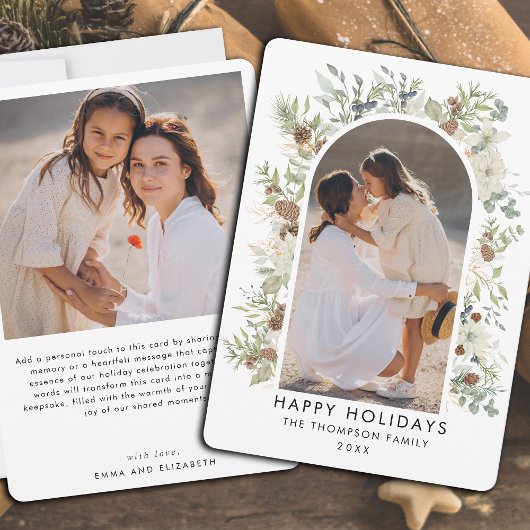 植物性ユーカリ緑カスタムのクリスマス シーズンカード