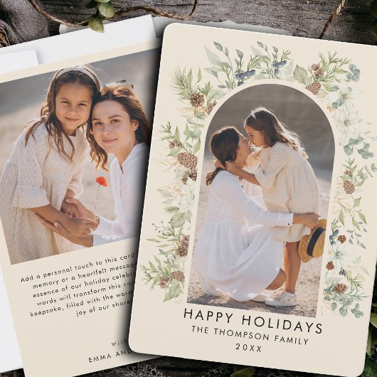 植物性ユーカリ緑カスタムのクリスマス シーズンカード