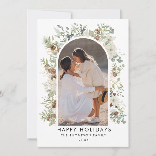 植物性ユーカリ緑カスタムのクリスマス シーズンカード (正面)