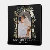 植物性ユーカリ緑カスタムのクリスマス セラミックオーナメント (左)