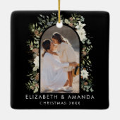 植物性ユーカリ緑カスタムのクリスマス セラミックオーナメント (裏面)