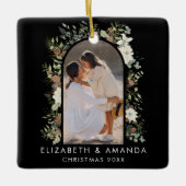 植物性ユーカリ緑カスタムのクリスマス セラミックオーナメント (正面)