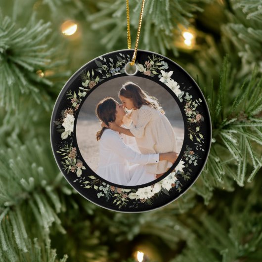 植物性ユーカリ緑カスタムのクリスマス セラミックオーナメント (ツリー)