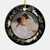 植物性ユーカリ緑カスタムのクリスマス セラミックオーナメント (正面)