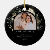 植物性ユーカリ緑カスタムのクリスマス セラミックオーナメント (裏面)