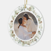 植物性ユーカリ緑カスタムのクリスマス セラミックオーナメント (左)