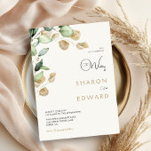 植物性ユーカリ緑結婚園&金ゴールドの写真 招待状