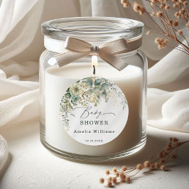 植物性ユーカリ花水色グリーン金ゴールド ラウンドシール