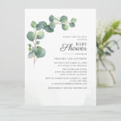 植物性ユーカリ葉カップル赤ちゃんシャワー 招待状 (スタンド正面)