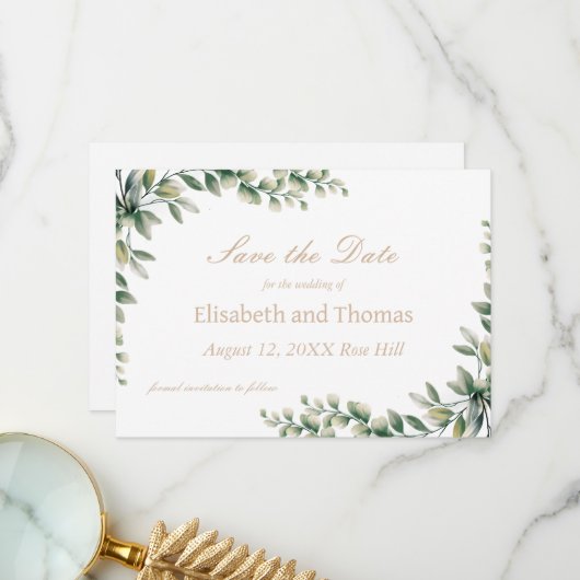 植物性ユーカリ葉スカードを保存 サンキューカード (正面/裏面インサイチュ)