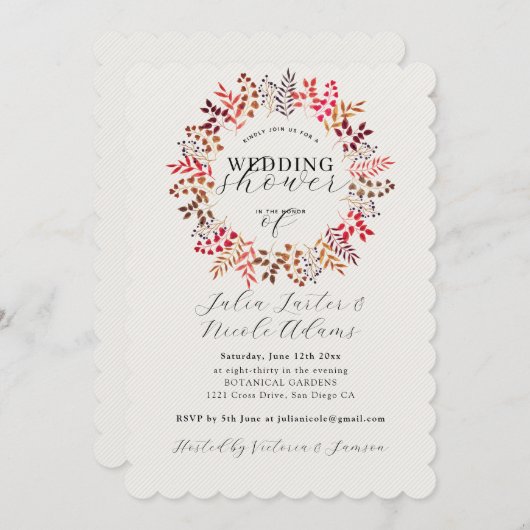 植物性ユーカリ葉リース結婚披露宴 招待状 (正面/裏面)