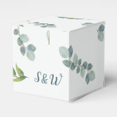 植物性ユーカリ葉結婚式の引き出物箱 フェイバーボックス (正面サイド)