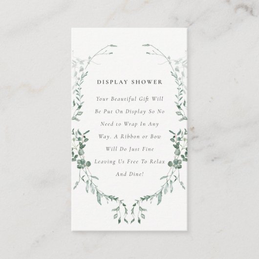 植物性ユーカリ表示シャワー赤ちゃんシャワー エンクロージャーカード (正面)