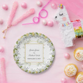 植物性ユーカリ金ゴールドフレ結婚ーム ペーパープレート (パーティー)