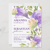 植物性ラベンダーピンクミントグリーンフローラ結婚ズ 招待状 (正面)