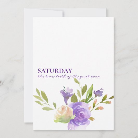 植物性ラベンダーピンクミントグリーンフローラ結婚ズ 招待状 (裏面)