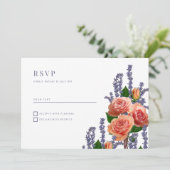 植物性ラベンダー桃バラ花RSVP 招待状 (スタンド正面)