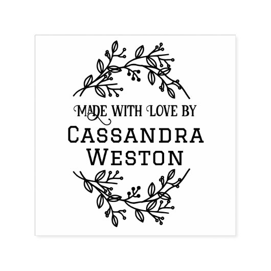 植物性リースの果実「愛で作られた」 セルフインキングスタンプ (デザイン)