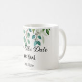 植物性リースの緑の広場は、日付のマグを保存 コーヒーマグカップ (正面右)