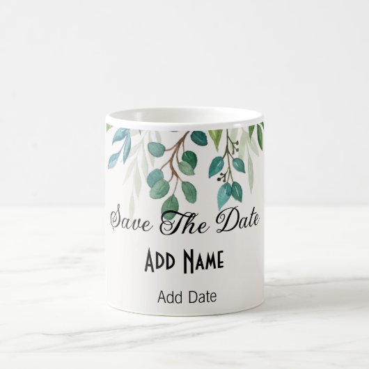 植物性リースの緑の広場は、日付のマグを保存 コーヒーマグカップ (中央)