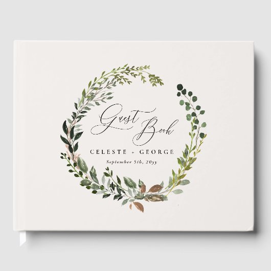 植物性リースエレガントモダン素朴な装飾 ゲストブック (正面)