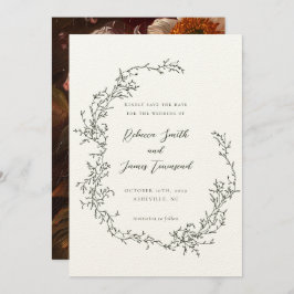 植物性リースファインアート絵を描ズオリーブ結婚ズ セーブザデート