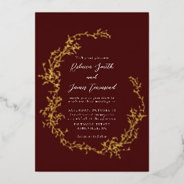 植物性リースファインアート絵画ズレッド結婚ズ 箔招待状