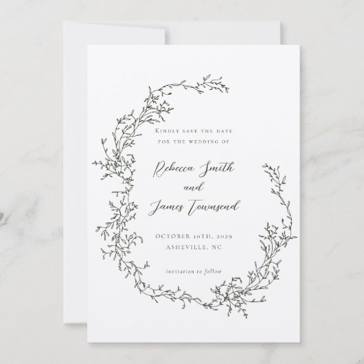 植物性リースファインアート絵画秋の結婚式 セーブザデート (正面)