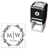 植物性リース二イニシャル結婚ズモノグラム セルフインキングスタンプ (インサイチュ)