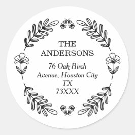 植物性リース差出人住所シール ラウンドシール