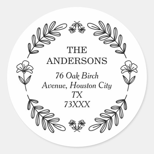 植物性リース差出人住所シール ラウンドシール (正面)