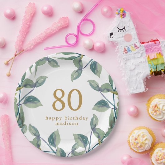 植物性リース成人誕生日パーティー ペーパープレート (パーティー)