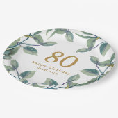 植物性リース成人誕生日パーティー ペーパープレート (アングル)