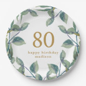 植物性リース成人誕生日パーティー ペーパープレート (正面)