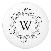 植物性リース独身のイニシャルモノグラム セラミックノブ (正面)