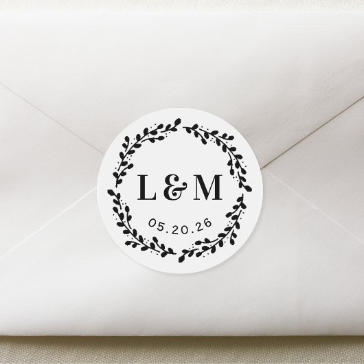 植物性リース結婚モノグラム ラウンドシール