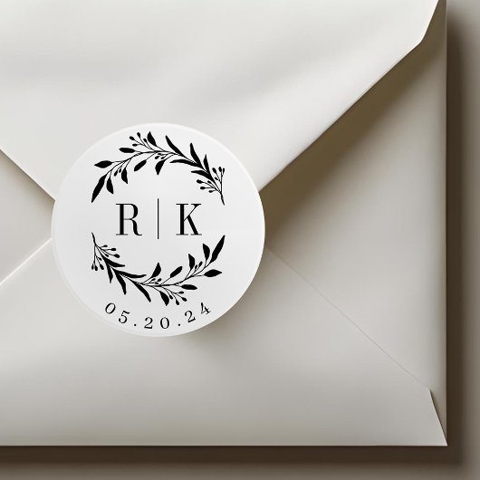 植物性リース結婚モノグラム ラウンドシール