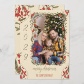 植物性リース-カスタム家族フォトクリスマス シーズンカード (正面/裏面)