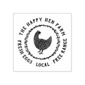 植物性リース&手描きチキンロゴ ラバースタンプ (インプリント)