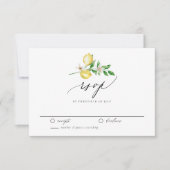 植物性レモンと緑の夏結婚の 出欠カード (正面)