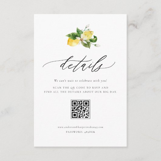 植物性レモンと緑QRコード詳細 エンクロージャーカード (正面)