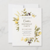 植物性レモンのフローラ枝の誕生日 招待状 (正面)