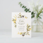 植物性レモンのフローラ枝の誕生日 招待状 (スタンド正面)