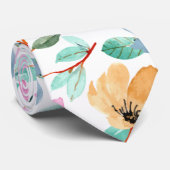 植物性レモンイエローフローラ緑のパターン ネクタイ (ロール)