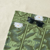 植物性ロータスパネルパターン – ホワイトロータス ビーチタオル (インサイチュ)