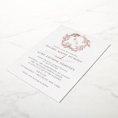 植物性ローレルリーフリース結婚のモノグラムフォイル 箔招待状 (回転した状態)