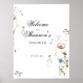 植物性ワイルドフラワーウェルカムサイン | ブライダルシャワー ポスター (正面)